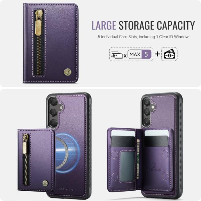 JEEHOOD - JEEHOOD Samsung Galaxy A55 5G Plånboksfodral Avtagbart Konstläder Lila