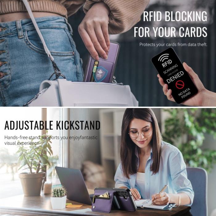 JEEHOOD - JEEHOOD Samsung Galaxy A55 5G Plånboksfodral Avtagbart Konstläder Lila