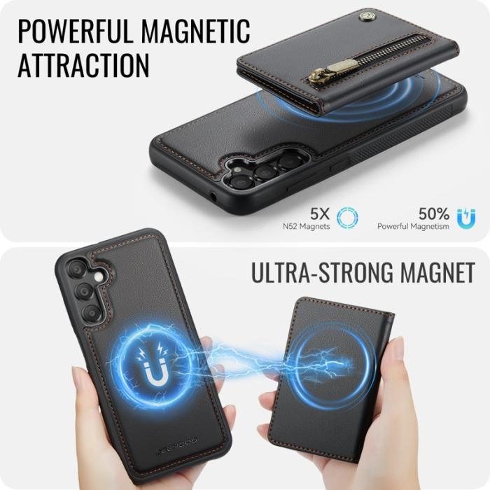 JEEHOOD - JEEHOOD Samsung Galaxy A55 5G Plånboksfodral Avtagbart Konstläder - Svart