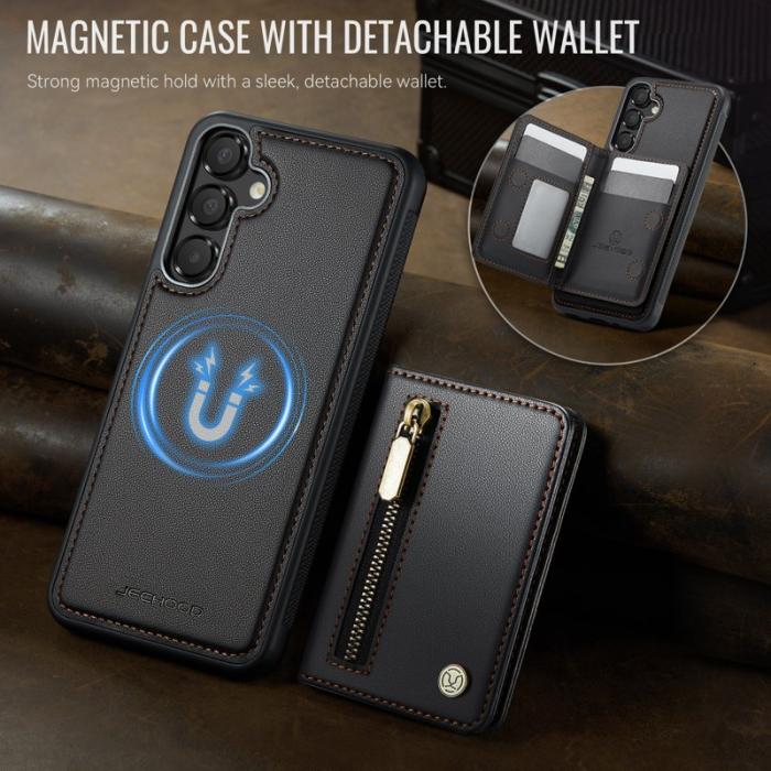 JEEHOOD - JEEHOOD Samsung Galaxy A55 5G Plånboksfodral Avtagbart Konstläder - Svart