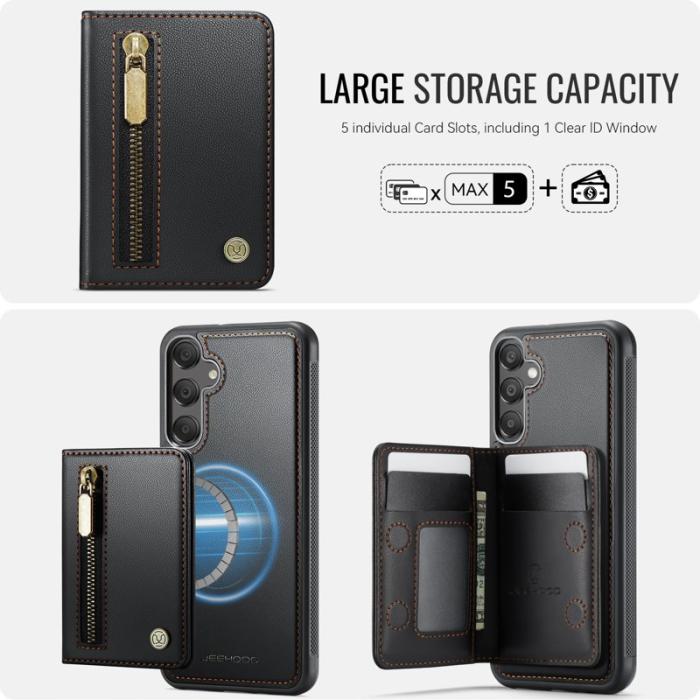 JEEHOOD - JEEHOOD Samsung Galaxy A55 5G Plånboksfodral Avtagbart Konstläder - Svart