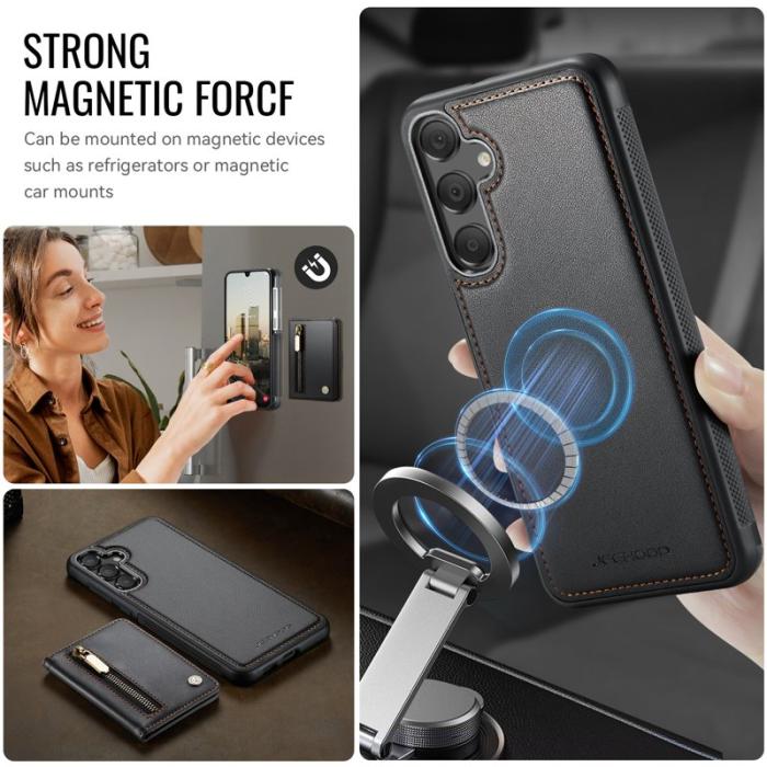 JEEHOOD - JEEHOOD Samsung Galaxy A55 5G Plånboksfodral Avtagbart Konstläder - Svart