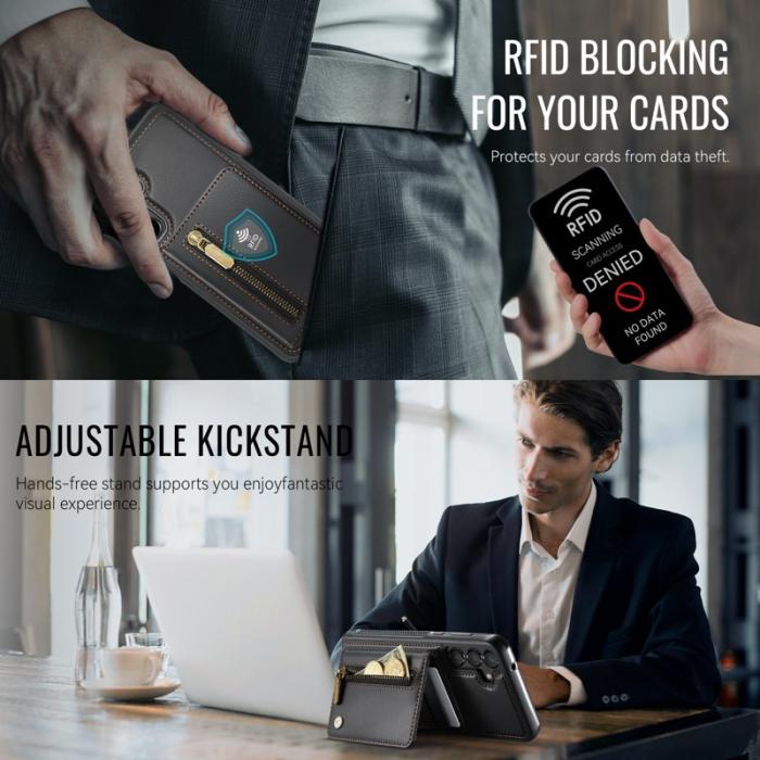 JEEHOOD - JEEHOOD Samsung Galaxy A55 5G Plånboksfodral Avtagbart Konstläder - Svart