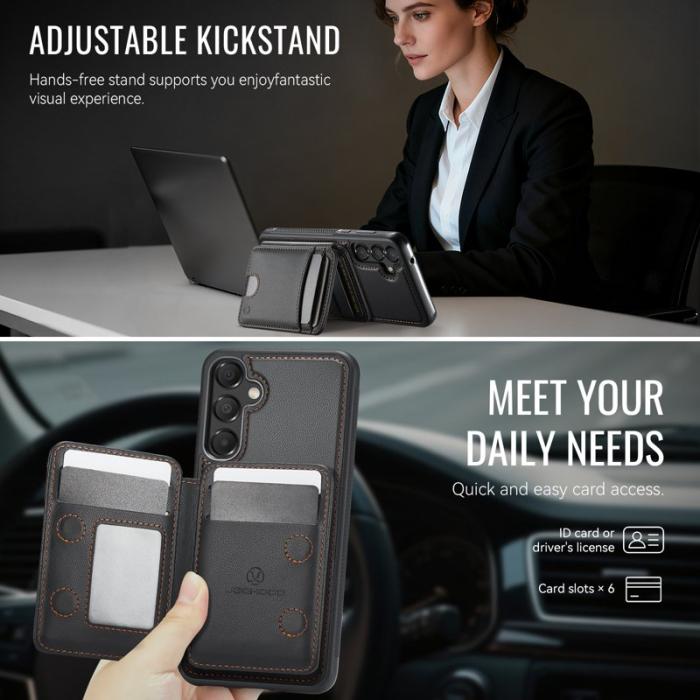 JEEHOOD - JEEHOOD Samsung Galaxy A55 5G Skal Äkta Läder - Svart