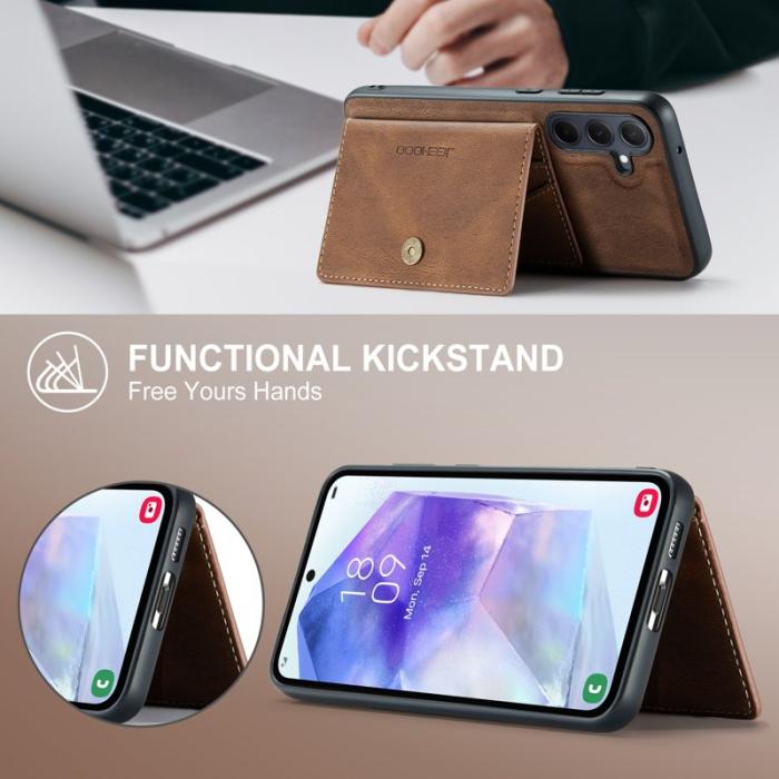 JEEHOOD - JEEHOOD Samsung Galaxy A55 5G Fodral Konstläder Plast - Brun