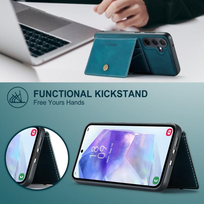 JEEHOOD - JEEHOOD Samsung Galaxy A55 5G Mobilskal Läder + TPU - Blå