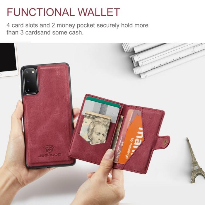JEEHOOD - JEEHOOD Samsung Galaxy S20 5G Fodral KonstLäder - Röd