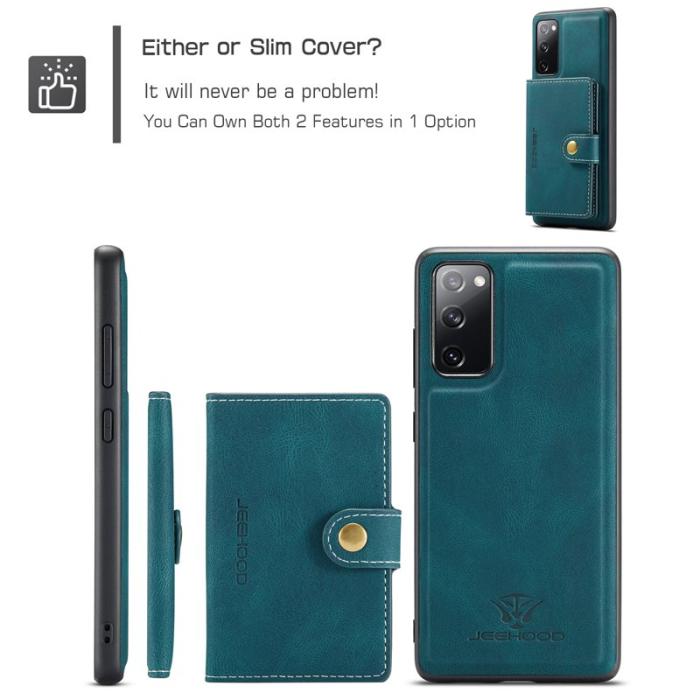 JEEHOOD - JEEHOOD Samsung Galaxy S20 FE 2022 Mobilskal Äkta Läder - Blå