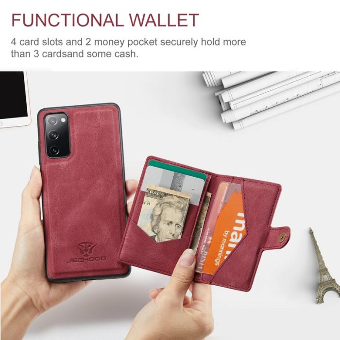 JEEHOOD - JEEHOOD Samsung Galaxy S20 FE 2022 Mobilskal Äkta Läder - Röd