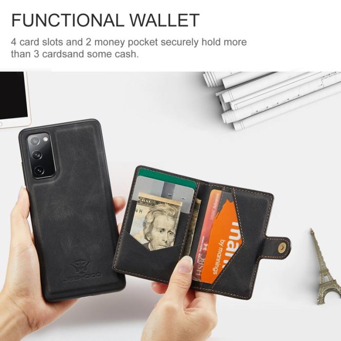 JEEHOOD - JEEHOOD Samsung Galaxy S20 FE 2022 Mobilskal Äkta Läder - Svart