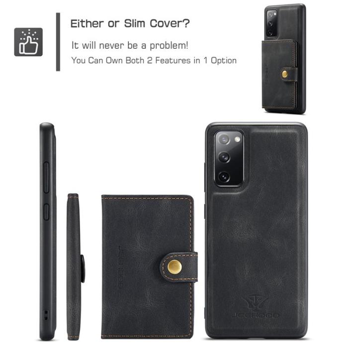 JEEHOOD - JEEHOOD Samsung Galaxy S20 FE 2022 Mobilskal Äkta Läder - Svart