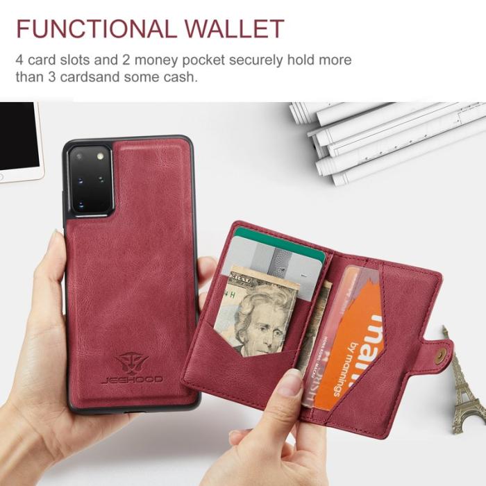 JEEHOOD - JEEHOOD Samsung Galaxy S20 Plus 5G Fodral KonstLäder - Röd