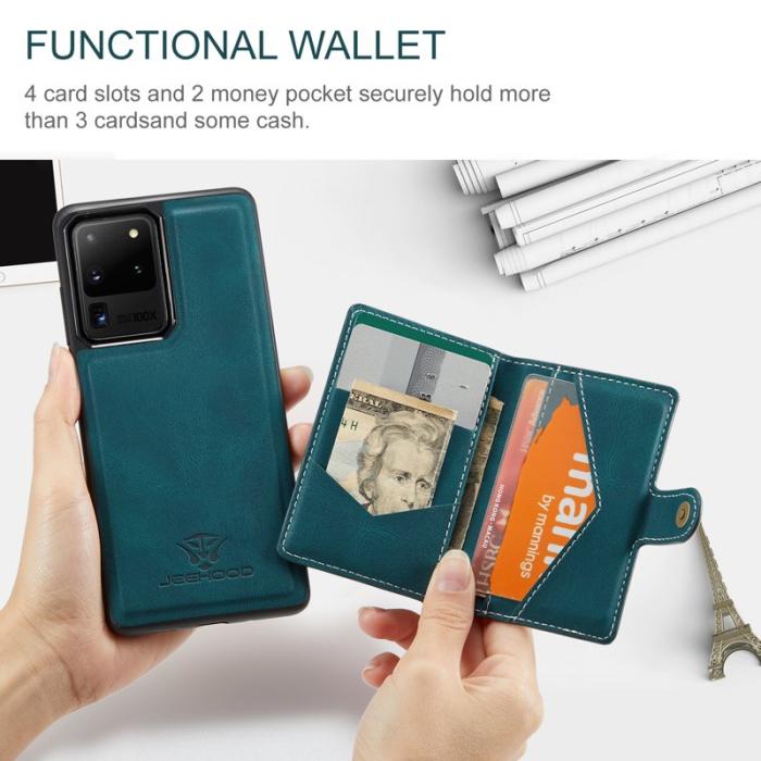 JEEHOOD - JEEHOOD Samsung Galaxy S20 Ultra Fodral Äkta Läder - Blå