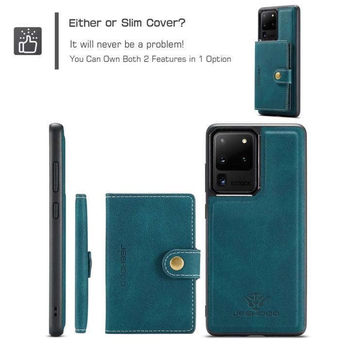 JEEHOOD - JEEHOOD Samsung Galaxy S20 Ultra Fodral Äkta Läder - Blå