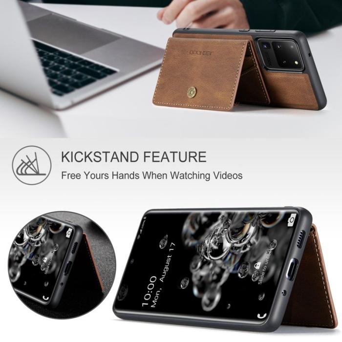 JEEHOOD - JEEHOOD Samsung Galaxy S20 Ultra Fodral Äkta Läder - Brun