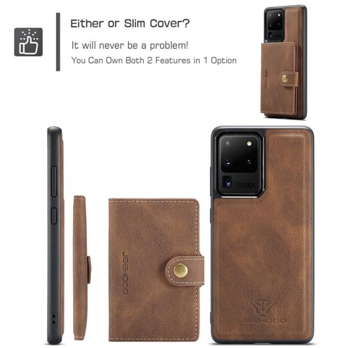 JEEHOOD - JEEHOOD Samsung Galaxy S20 Ultra Fodral Äkta Läder - Brun