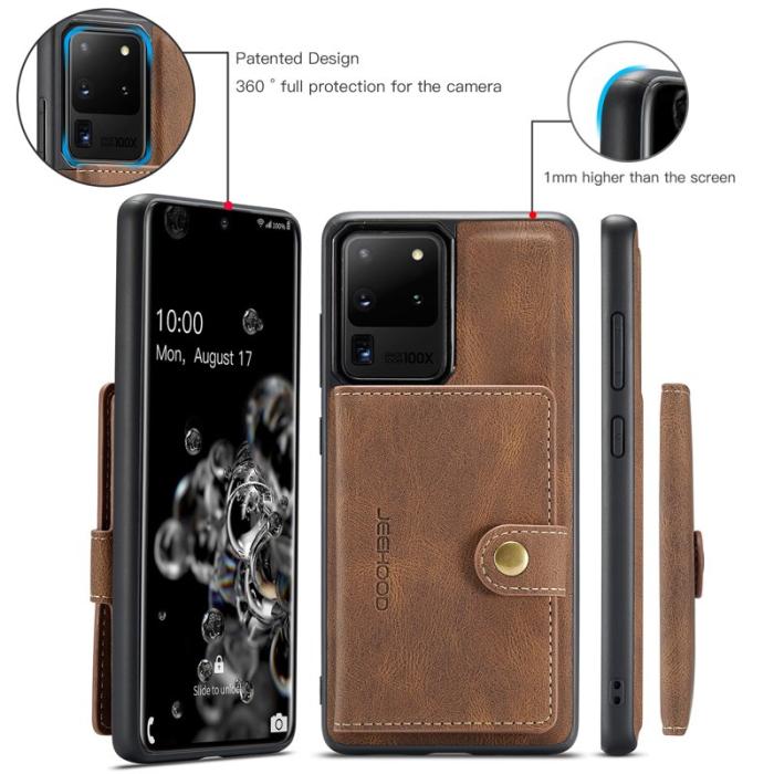 JEEHOOD - JEEHOOD Samsung Galaxy S20 Ultra Fodral Äkta Läder - Brun