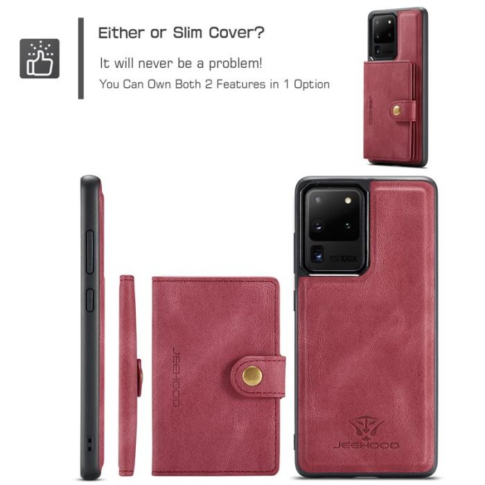 JEEHOOD - JEEHOOD Samsung Galaxy S20 Ultra Fodral Äkta Läder - Röd