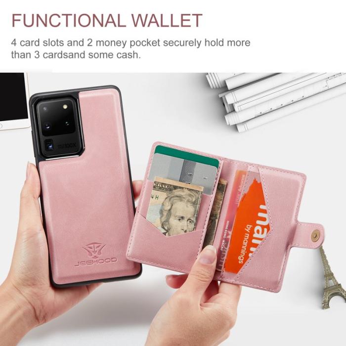 JEEHOOD - JEEHOOD Samsung Galaxy S20 Ultra Fodral Äkta Läder - Rosa
