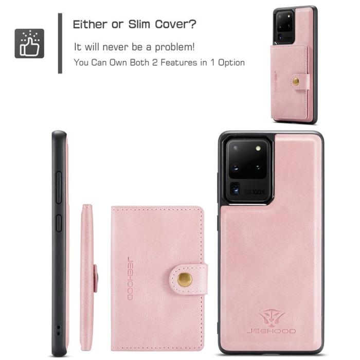 JEEHOOD - JEEHOOD Samsung Galaxy S20 Ultra Fodral Äkta Läder - Rosa