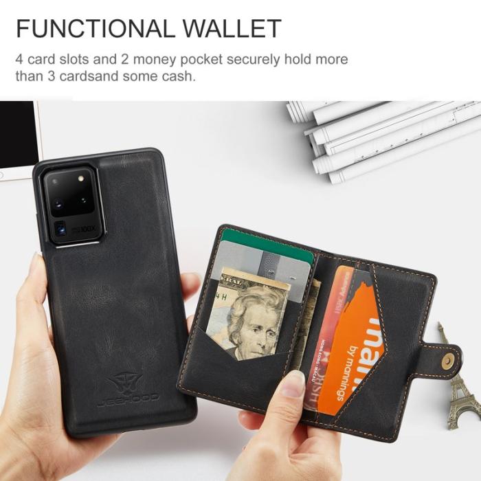 JEEHOOD - JEEHOOD Samsung Galaxy S20 Ultra Fodral Äkta Läder - Svart