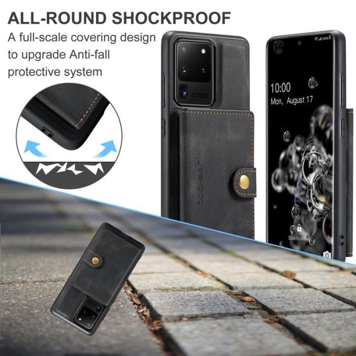 JEEHOOD - JEEHOOD Samsung Galaxy S20 Ultra Fodral Äkta Läder - Svart