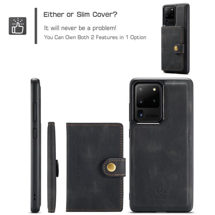 JEEHOOD - JEEHOOD Samsung Galaxy S20 Ultra Fodral Äkta Läder - Svart