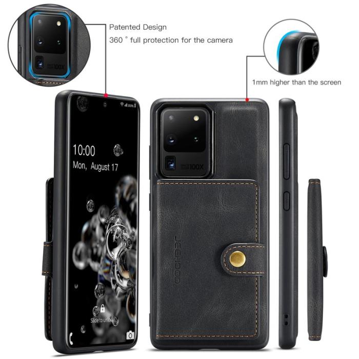 JEEHOOD - JEEHOOD Samsung Galaxy S20 Ultra Fodral Äkta Läder - Svart