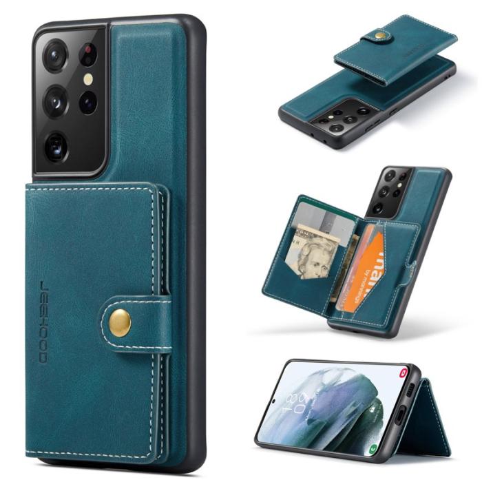 JEEHOOD - JEEHOOD Samsung Galaxy S21 Ultra 5G Fodral KonstLäder - Blå