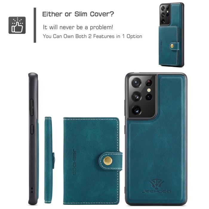 JEEHOOD - JEEHOOD Samsung Galaxy S21 Ultra 5G Fodral KonstLäder - Blå