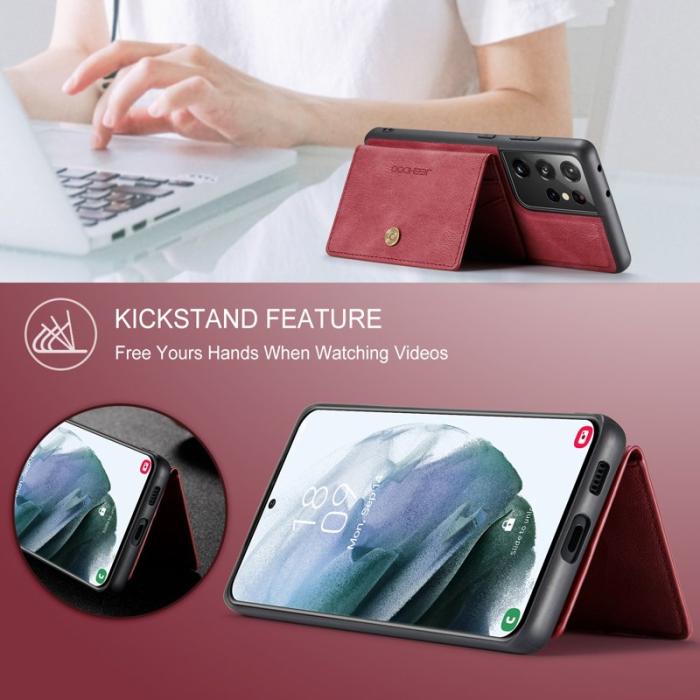 JEEHOOD - JEEHOOD Samsung Galaxy S21 Ultra 5G Fodral KonstLäder - Röd