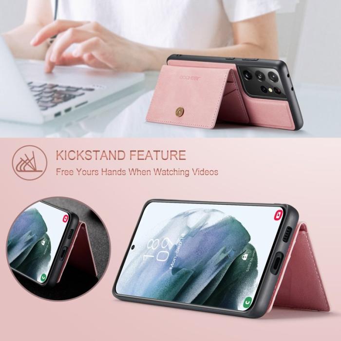 JEEHOOD - JEEHOOD Samsung Galaxy S21 Ultra 5G Fodral KonstLäder - Rosa