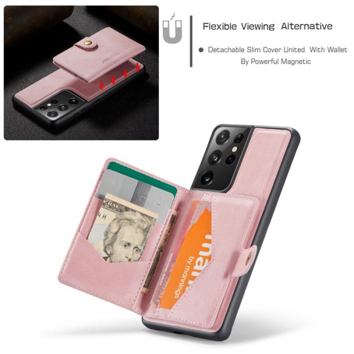 JEEHOOD - JEEHOOD Samsung Galaxy S21 Ultra 5G Fodral KonstLäder - Rosa
