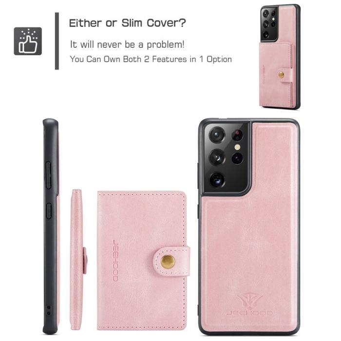 JEEHOOD - JEEHOOD Samsung Galaxy S21 Ultra 5G Fodral KonstLäder - Rosa