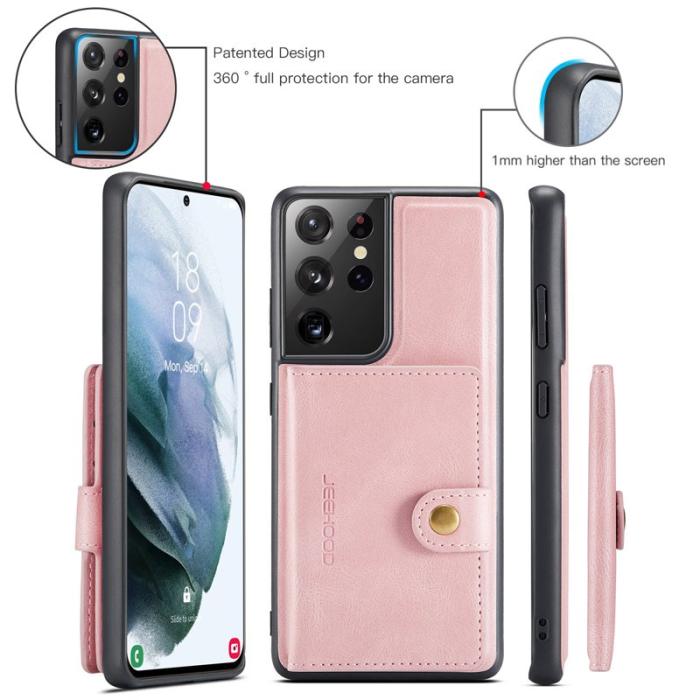 JEEHOOD - JEEHOOD Samsung Galaxy S21 Ultra 5G Fodral KonstLäder - Rosa