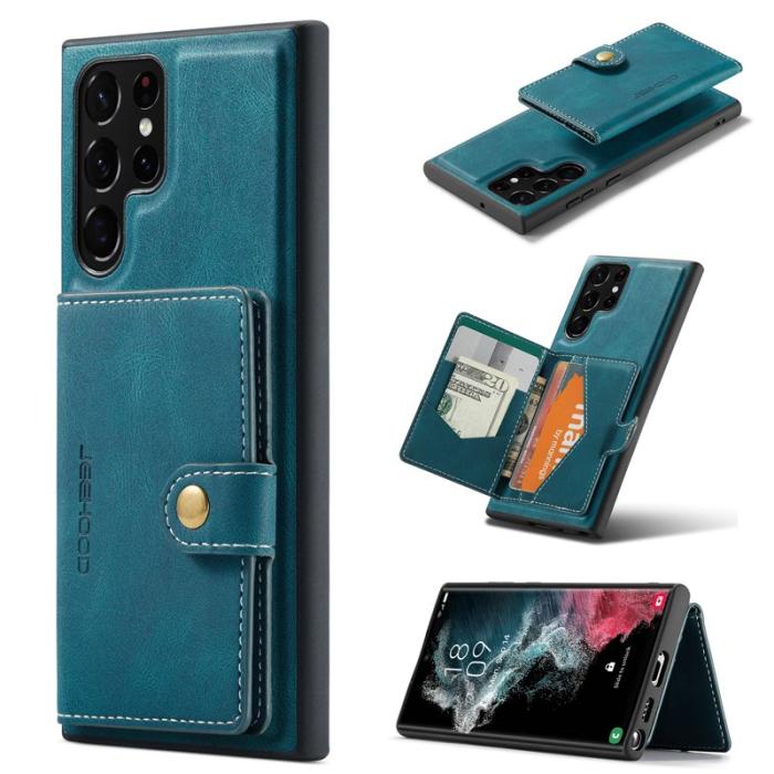 JEEHOOD - JEEHOOD Samsung Galaxy S22 Ultra 5G Fodral Äkta Läder - Blå