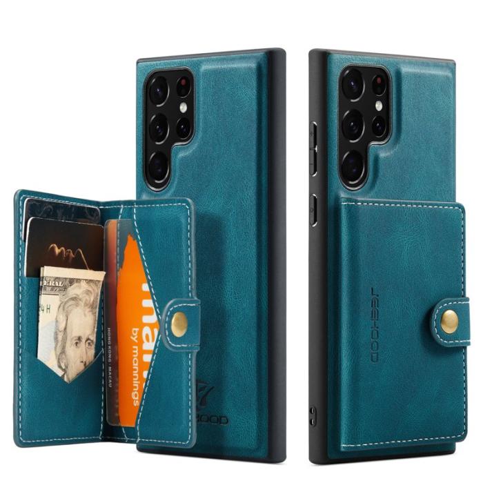 JEEHOOD - JEEHOOD Samsung Galaxy S22 Ultra 5G Fodral Äkta Läder - Blå