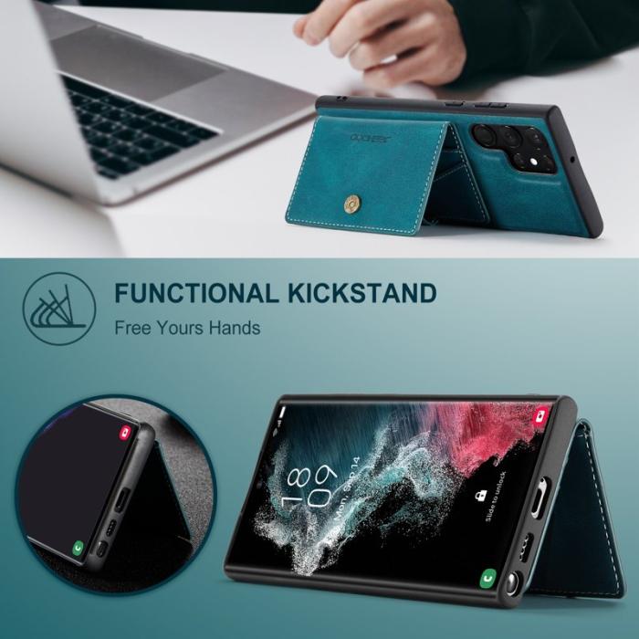 JEEHOOD - JEEHOOD Samsung Galaxy S22 Ultra 5G Fodral Äkta Läder - Blå