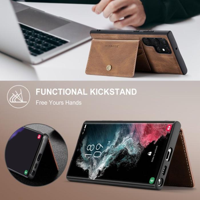 JEEHOOD - JEEHOOD Samsung Galaxy S22 Ultra 5G Fodral Äkta Läder - Brun
