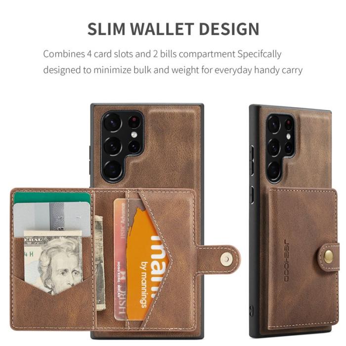 JEEHOOD - JEEHOOD Samsung Galaxy S22 Ultra 5G Fodral Äkta Läder - Brun
