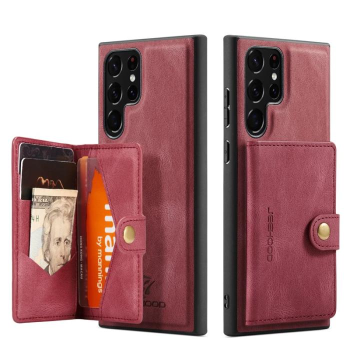 JEEHOOD - JEEHOOD Samsung Galaxy S22 Ultra 5G Fodral Äkta Läder - Röd
