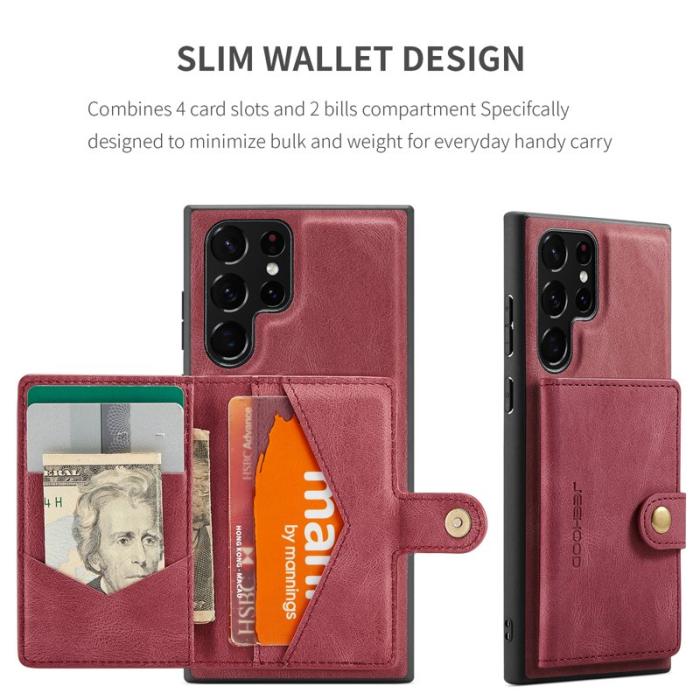 JEEHOOD - JEEHOOD Samsung Galaxy S22 Ultra 5G Fodral Äkta Läder - Röd