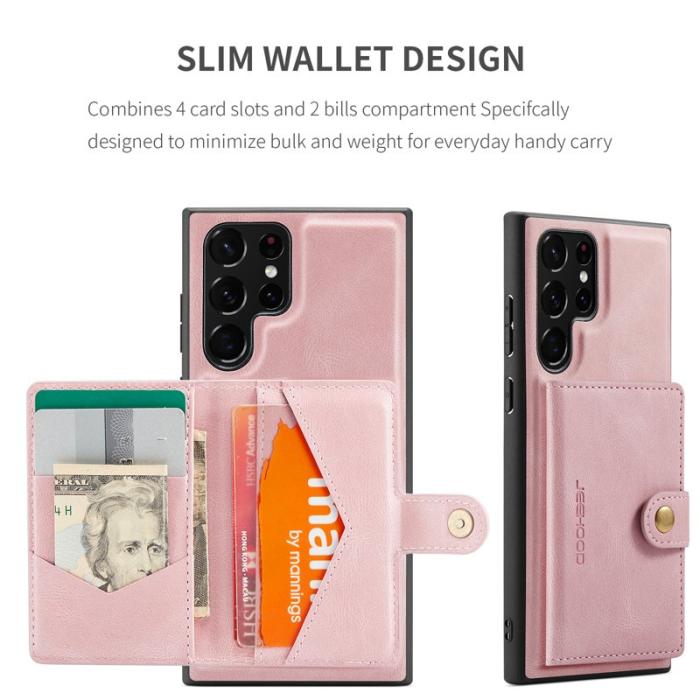 JEEHOOD - JEEHOOD Samsung Galaxy S22 Ultra 5G Fodral Äkta Läder - Rosa