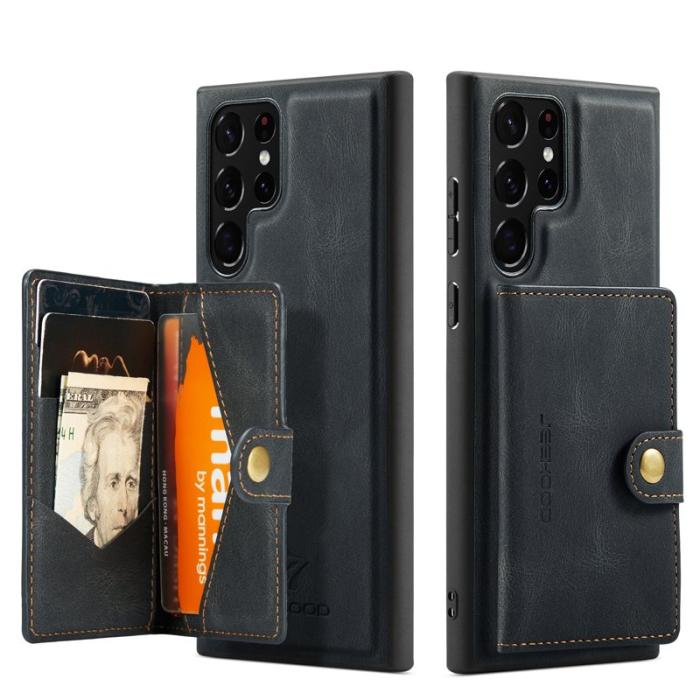 JEEHOOD - JEEHOOD Samsung Galaxy S22 Ultra 5G Fodral Äkta Läder - Svart