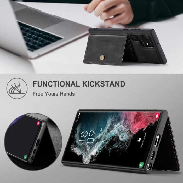 JEEHOOD - JEEHOOD Samsung Galaxy S22 Ultra 5G Fodral Äkta Läder - Svart