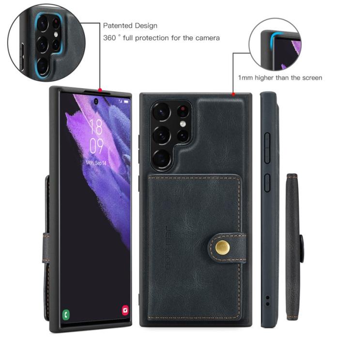 JEEHOOD - JEEHOOD Samsung Galaxy S22 Ultra 5G Fodral Äkta Läder - Svart