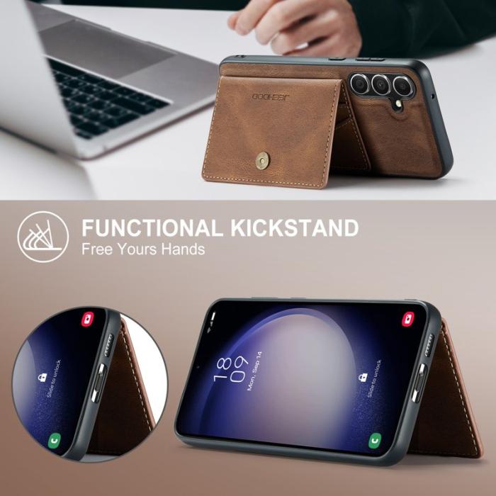 JEEHOOD - JEEHOOD Samsung Galaxy S23 FE Fodral Retro PU Läder - Brun