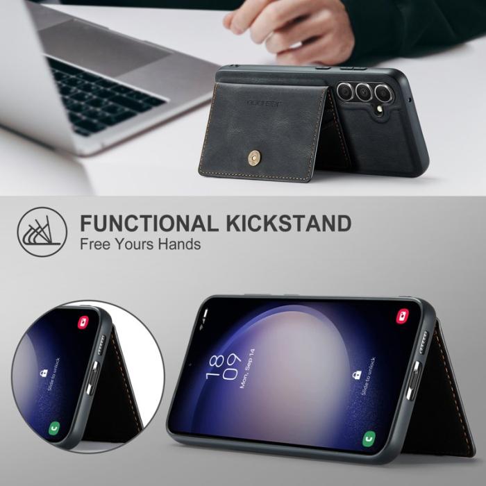 JEEHOOD - JEEHOOD Samsung Galaxy S23 FE Fodral Retro PU Läder - Svart