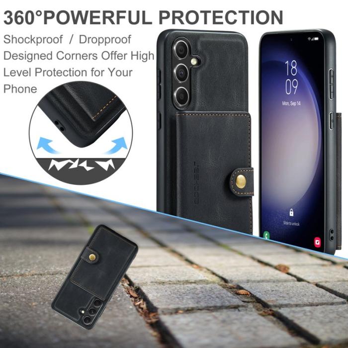 JEEHOOD - JEEHOOD Samsung Galaxy S23 FE Fodral Retro PU Läder - Svart