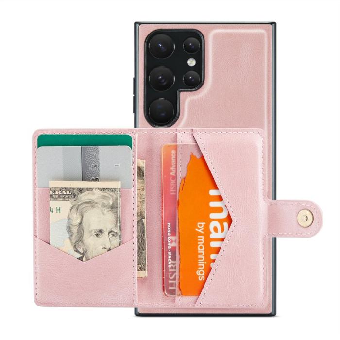 JEEHOOD - JEEHOOD Samsung Galaxy S23 Ultra Fodral KonstLäder + Plast - Rosa